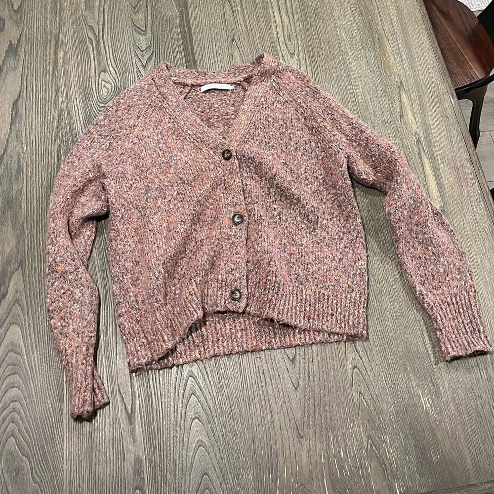 Stitches & Stripes Cardigan Sweater Wool Button Front Multicolor Fleck Knitted M